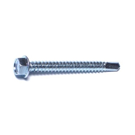 Midwest Fastener Self-Drilling Screw, #12 x 2 in, Zinc Plated Steel Flange Hex Head External Hex Drive, 100 PK 03302